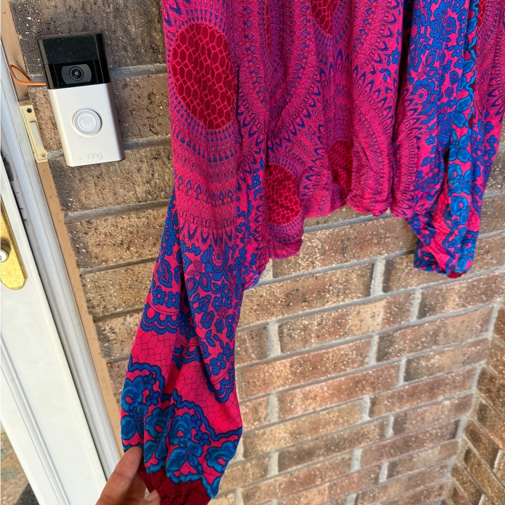 Source Unknown Pink And Blue Patterned Harem Pant… - image 4